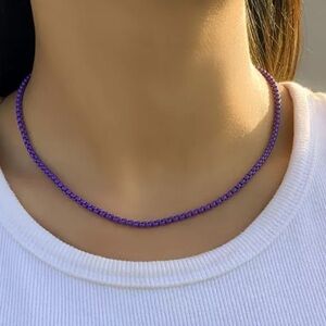 Purple box chain necklace